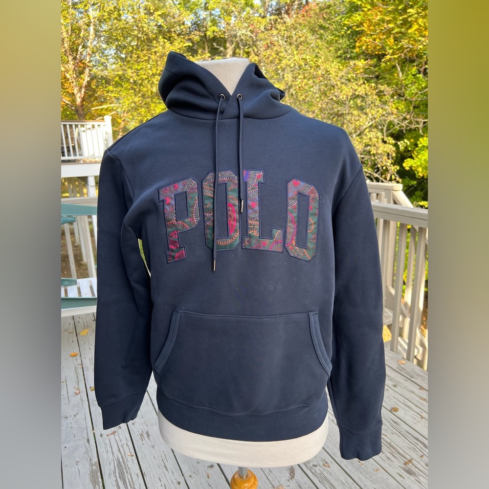 Polo by Ralph Lauren Paisley Logo Navy Hoodie Sweatshirt
